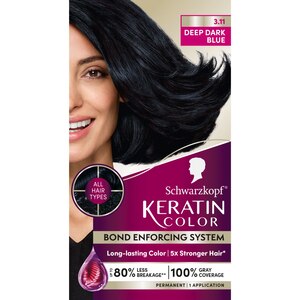 Schwarzkopf Keratin Color Permanent Hair Color Cream, 3.11 Deep Dark Blue, 1.8 Ruby Noir, 5.75 Medium Copper Brown, 4.1 Dark Ash Brown, 1.1 Midnight Black, 1.9 Rich Caviar, 4.0 Capuccino, 3.0 Espresso, 5.3 Berry Brown, 1.0 Black, Onyx, 4.6 Intense Cocoa, 7.5 Caramel Blonde, 8.0 Silky Blonde, 5.88 Deep Red, 5.0 Medium Brown