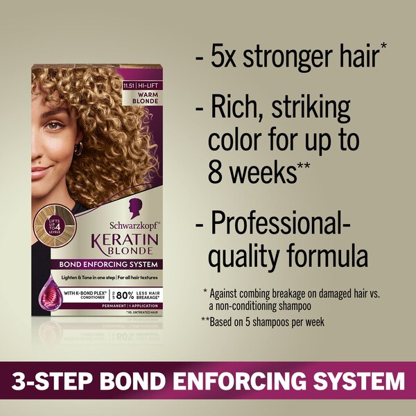 Schwarzkopf Keratin Blonde Permanent Hair Color, 11.51 Hi Lift Warm Blonde