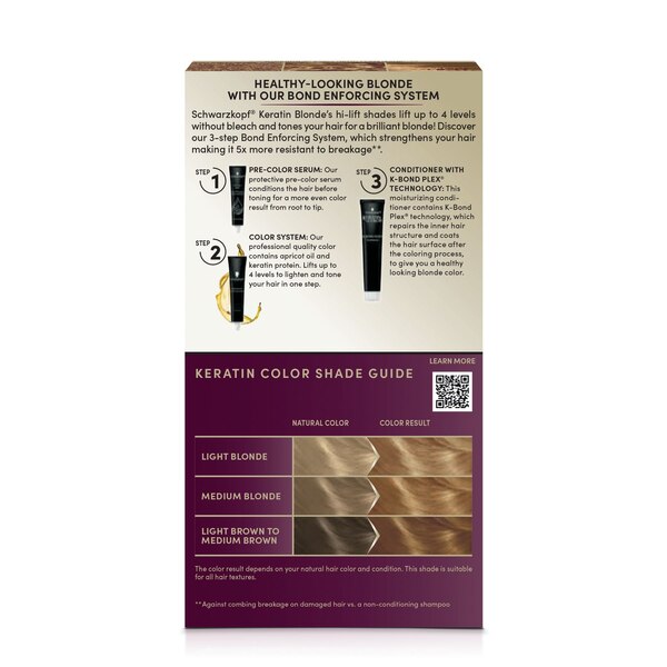 Schwarzkopf Keratin Blonde Permanent Hair Color, 11.51 Hi Lift Warm Blonde