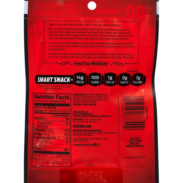 Jack Link's Teriyaki Beef Jerky, 1.25 oz