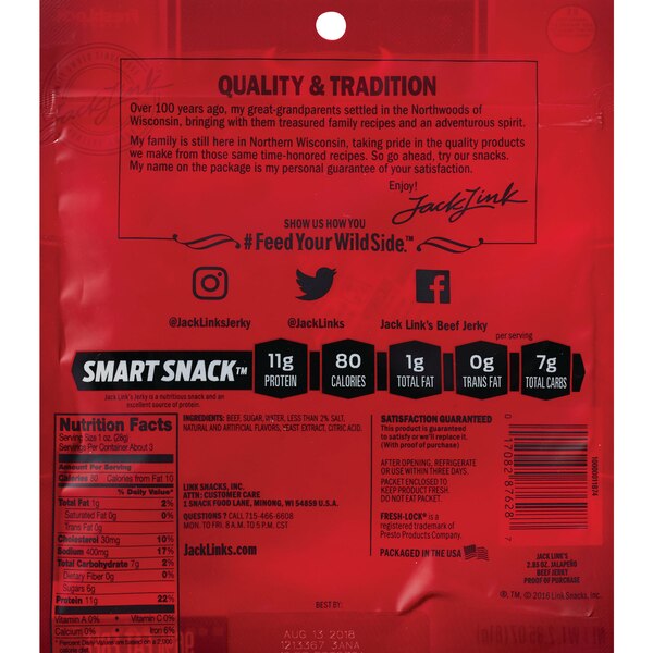 Jack Link's Jalapeno Beef Jerky, 2.85 oz