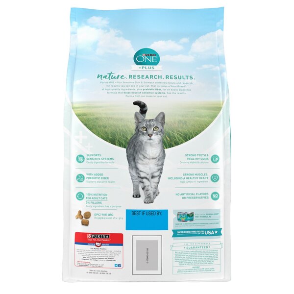 Purina ONE +Plus Sensitive Skin and Stomach Adult Cat Food, 3.5 lb