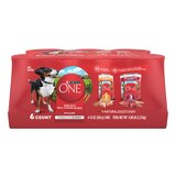 Purina ONE Wet Dog Food in Gravy, 3 Chicken & Rice, 3 Beef & Barley, 6 ct, thumbnail image