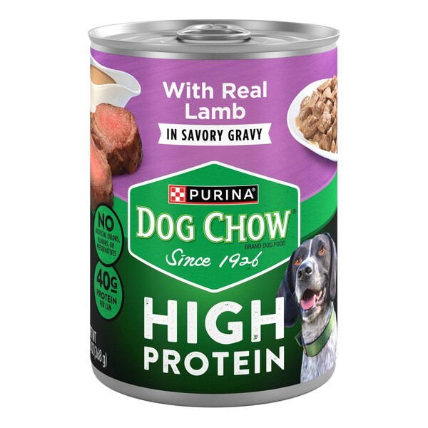 Purina Dog Chow High Protein Wet Dog Food, Real Lamb in Savory Gravy, 13 oz