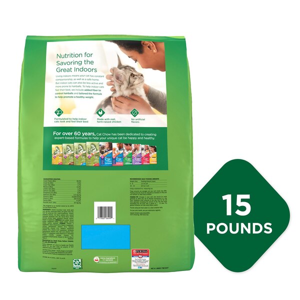Purina Cat Chow Indoor Hairball + Healthy Weight Adult Cat Food, 15 lb