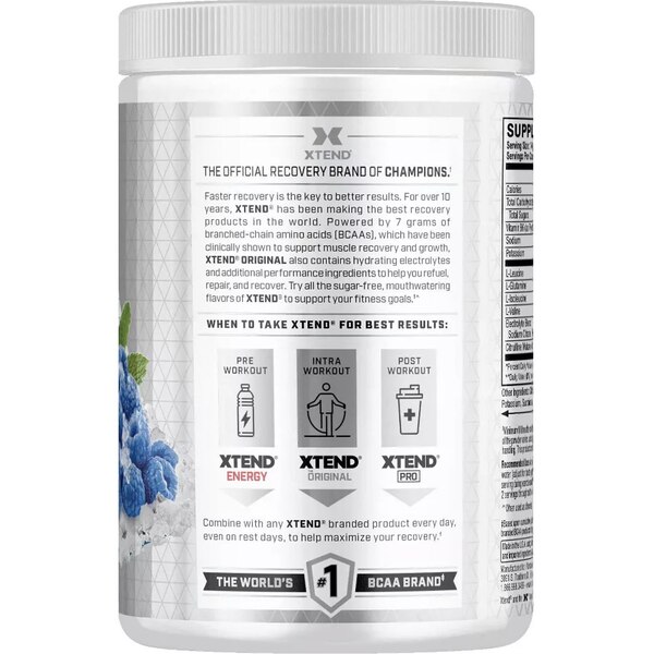 Xtend BCAA Blue Raspberry Ice Powder, 13.76 OZ