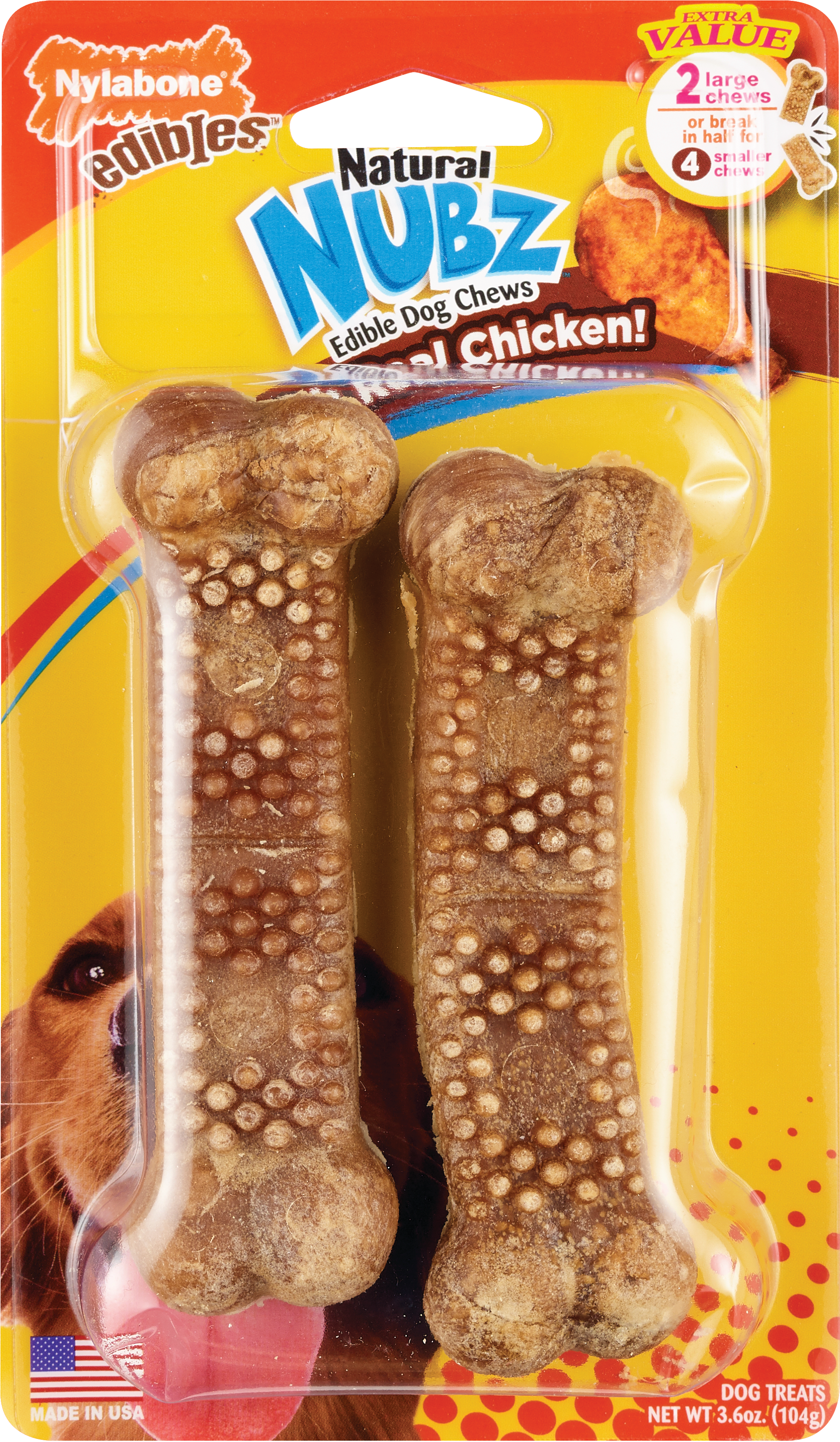 Nylabone Natural Nubz Edible Dog Chews with Real Chicken