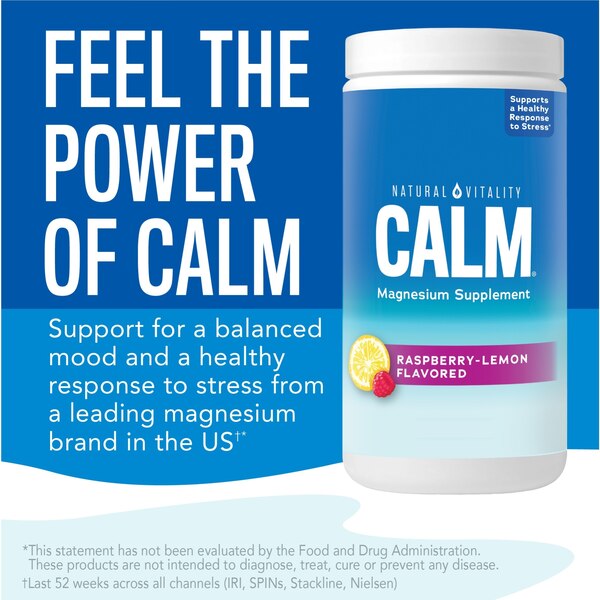 Natural Vitality Calm Magnesium Supplement Drink Mix, Raspberry-Lemon Flavor, 4 OZ
