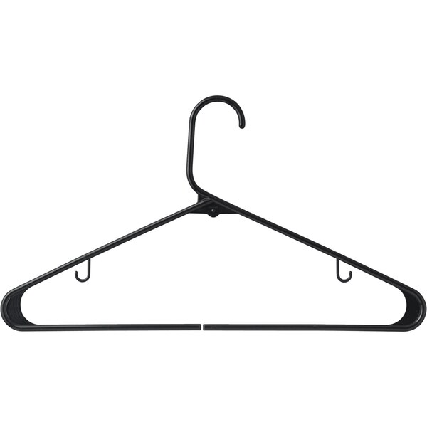 Merrick Plastic Tubular Hangers, Black, 12 ct