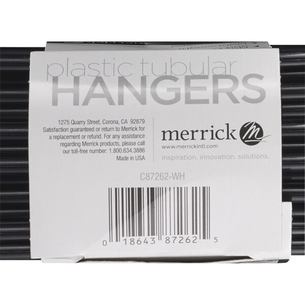 Merrick Plastic Tubular Hangers, Black, 12 ct