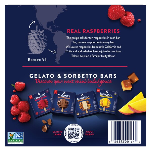 Talenti Roman Raspberry Mini Sorbetto Fruit Frozen Dessert, 6 CT