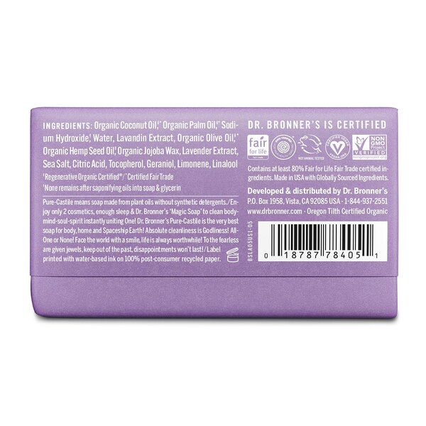 Dr. Bronner's All-One Pure-Castile Magic Bar Soap, Lavender