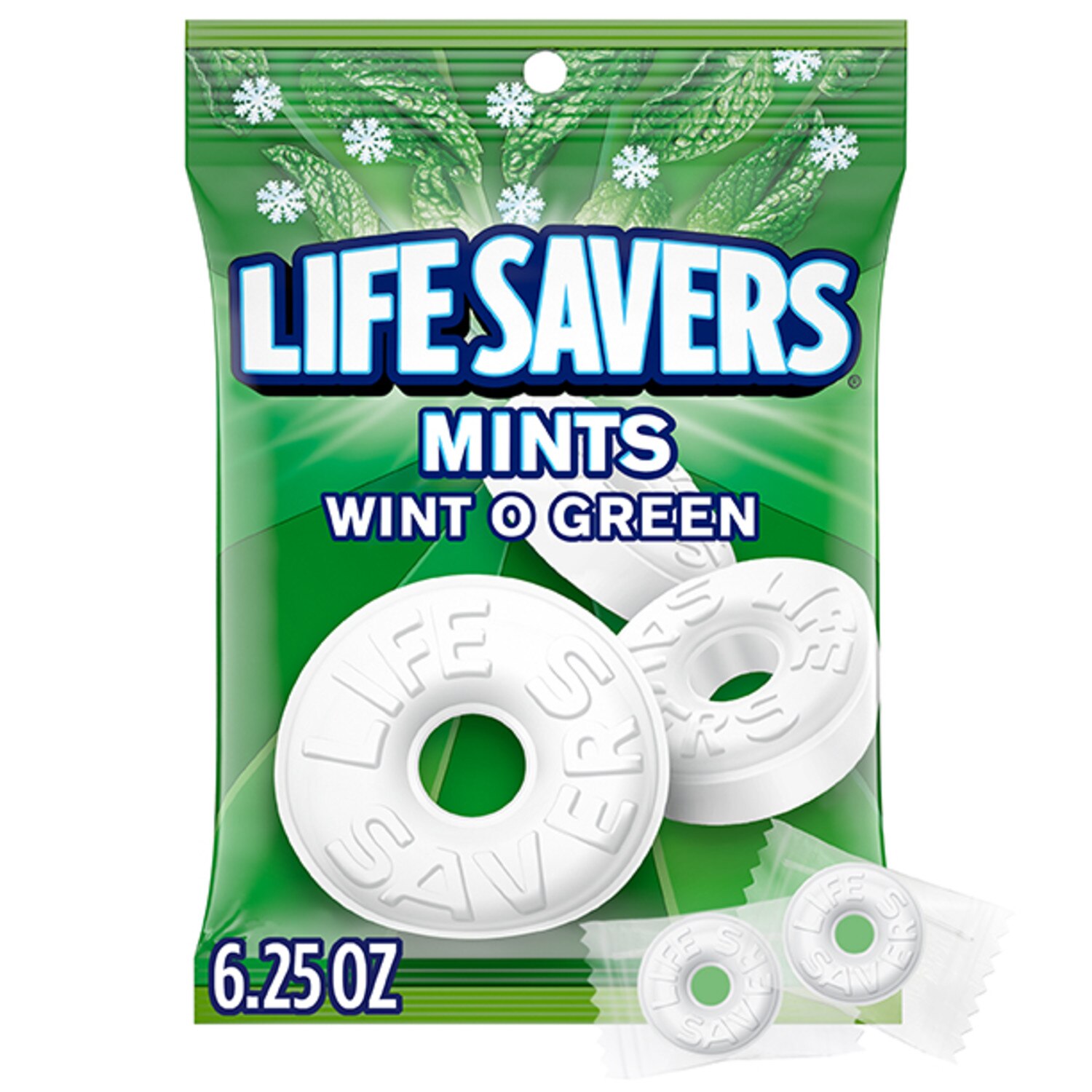 LIFE SAVERS Wint-O-Green Breath Mints Hard Candy, 6.25 oz Bag