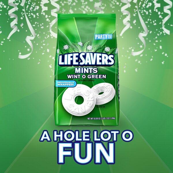 Life Savers Wint-O-Green Breath Mints Hard Candy, Party Size, Bag, 50 oz