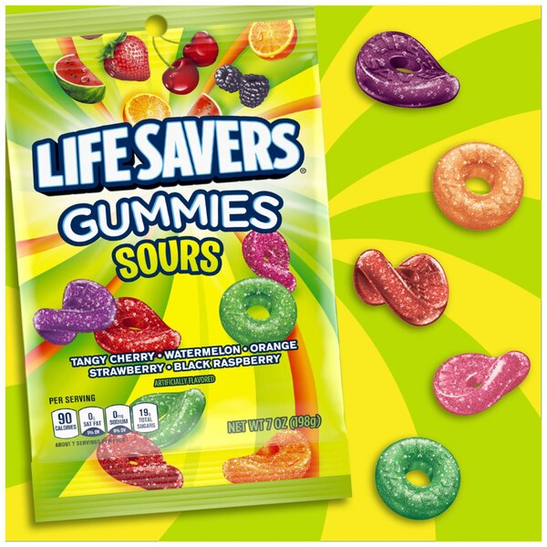 Life Savers, Sour Gummy Candy Bag, 7 Oz