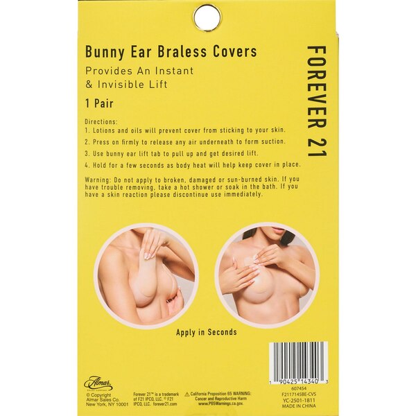 Forever 21 Bunny Ear Silicone Adhesive Braless Covers, Beige, One Size, 1 Pair