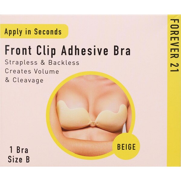 Forever 21 Front Clip Adhesive Bra, Beige, Size B