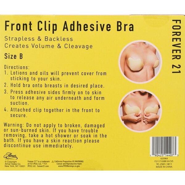 Forever 21 Front Clip Adhesive Bra, Beige, Size B