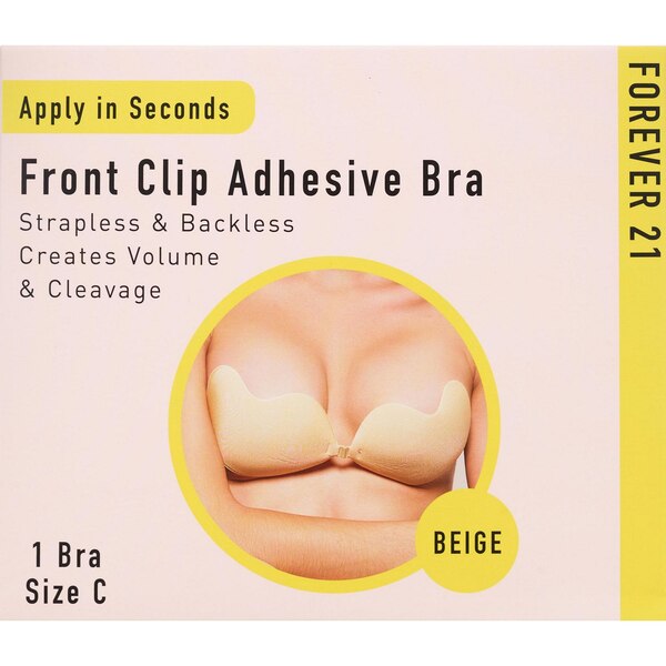 Forever 21 Front Clip Adhesive Bra, Beige, Size C