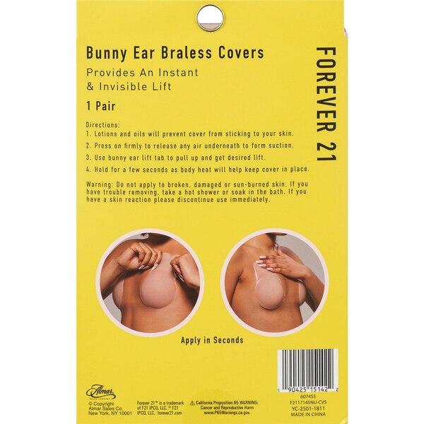 Forever 21 Bunny Ear Silicone Adhesive Braless Covers, Nude, One Size, 1 Pair