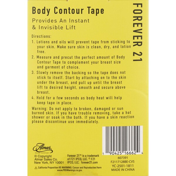 Forever 21 Body Contour Tape, Beige, 4 in. x 16.5 in. 
