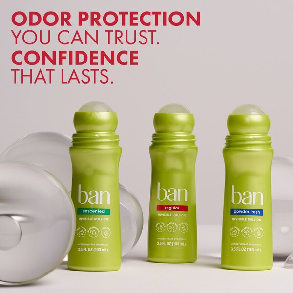 Ban 24-Hour Antiperspirant & Deodorant Roll-On, Regular, 3.5 OZ