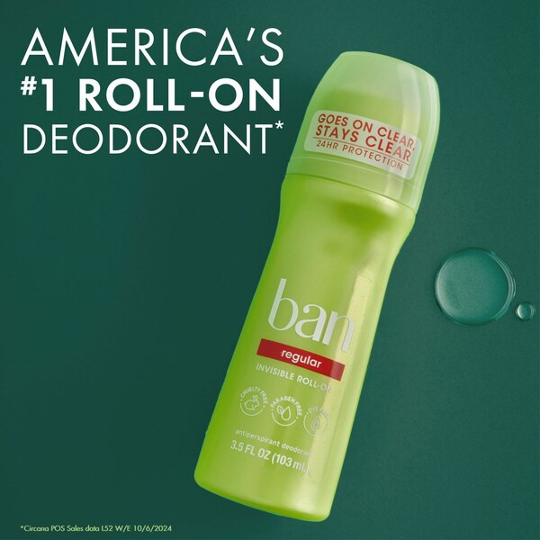 Ban 24-Hour Antiperspirant & Deodorant Roll-On, Powder Fresh, 3.5 OZ