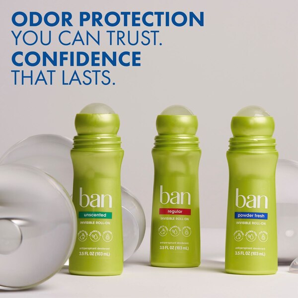 Ban 24-Hour Antiperspirant & Deodorant Roll-On, Powder Fresh, 3.5 OZ