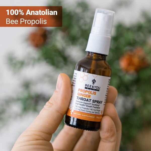 BEE&YOU Propolis+Ginger+Raw Honey Throat Spray, 1 Fl Oz
