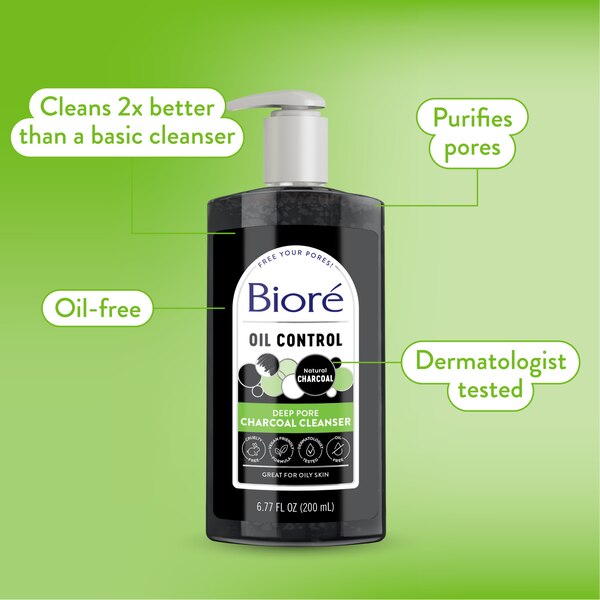 Biore Deep Pore Charcoal Cleanser, 6.77 OZ