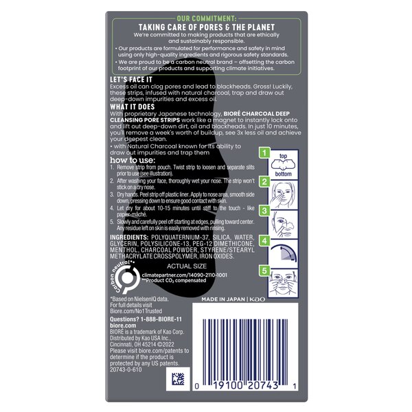 Biore Deep Cleansing Charcoal Strips, 6CT
