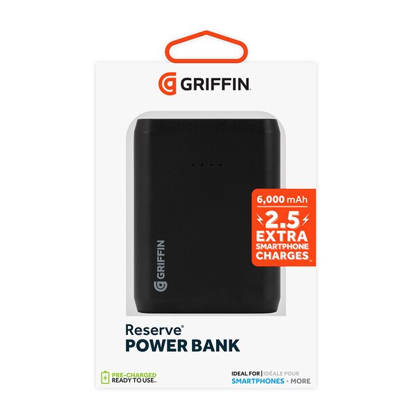 Griffin Reserve Power Bank, 6000mAh - Black