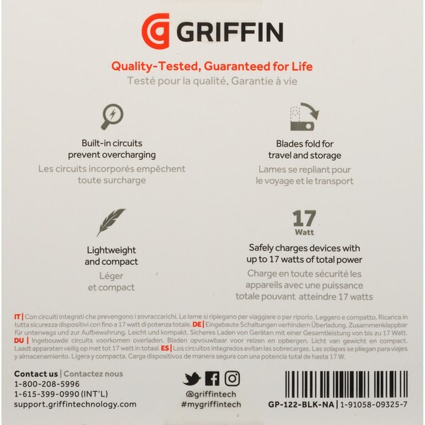 Griffin PowerBlock Dual Universal USB-A Wall Charger, Black