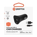Griffin PowerJolt Universal USB-A 12W Car Charger with USB-A to Lightning Cable - Black. Lifetime Warranty., thumbnail image