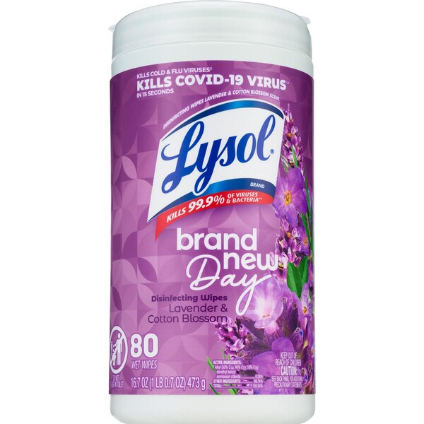 Lysol Disinfectant Wipes, Lavender & Cotton Blossom Scent, 80 ct