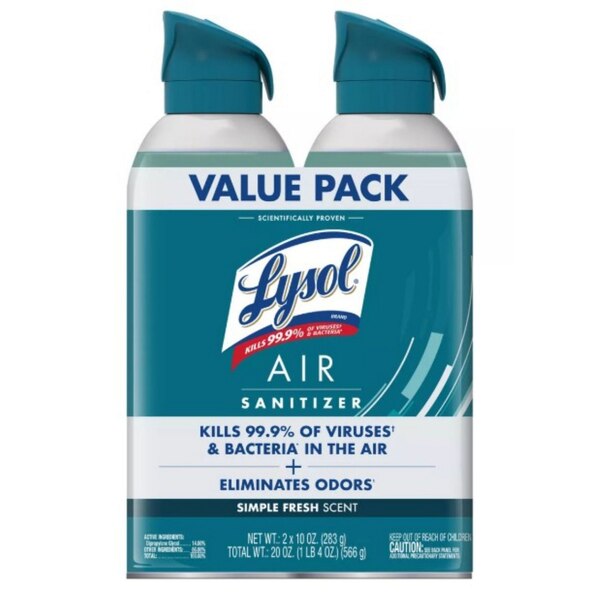 Lysol 2-Pack Air Sanitizer, Simple Fresh Scent, 10 oz