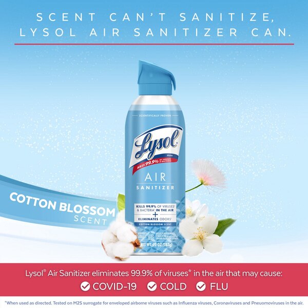 Lysol AIR Sanitizer, Cotton Blossom Scent, 10 oz