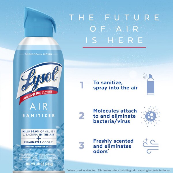Lysol AIR Sanitizer, Cotton Blossom Scent, 10 oz