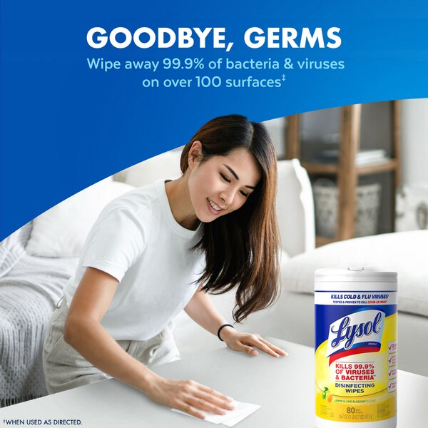 Lysol Disinfecting Wipes, Lemon & Lime Blossom Scent