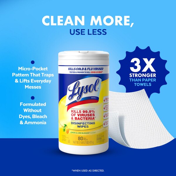 Lysol Disinfecting Wipes, Lemon & Lime Blossom Scent