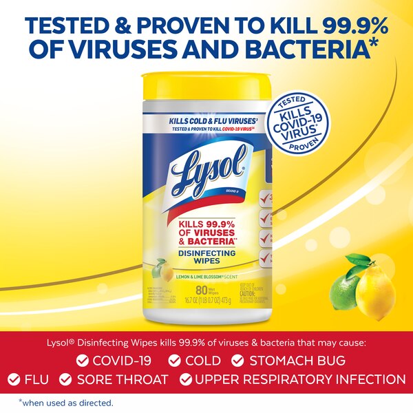 Lysol Disinfecting Wipes, Lemon & Lime Blossom Scent