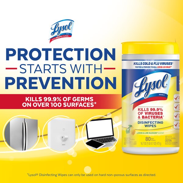 Lysol Disinfecting Wipes, Lemon & Lime Blossom Scent