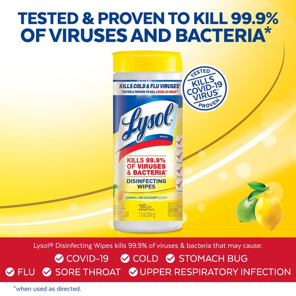 Lysol Disinfecting Wipes, Lemon & Lime Blossom Scent
