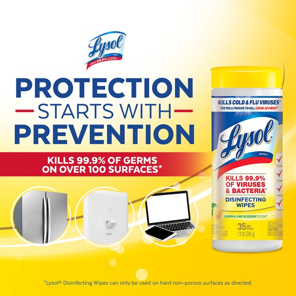 Lysol Disinfecting Wipes, Lemon & Lime Blossom Scent