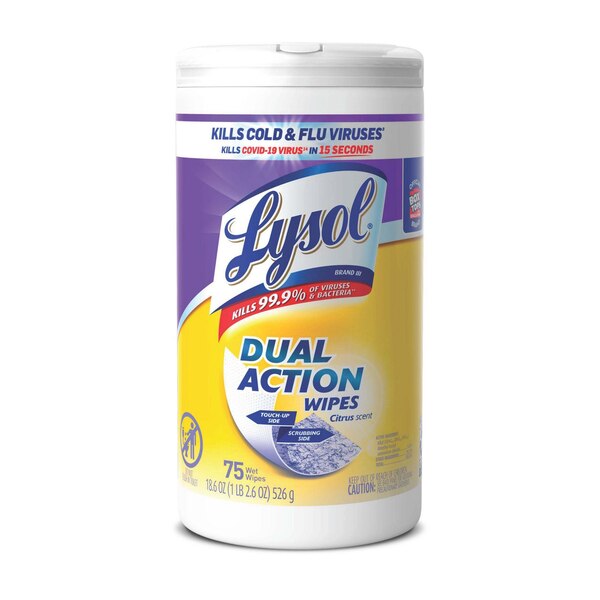 Lysol Dual Action Wipes, Citrus Scent, 75ct