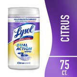 Lysol Dual Action Wipes, Citrus Scent, 75ct, thumbnail image