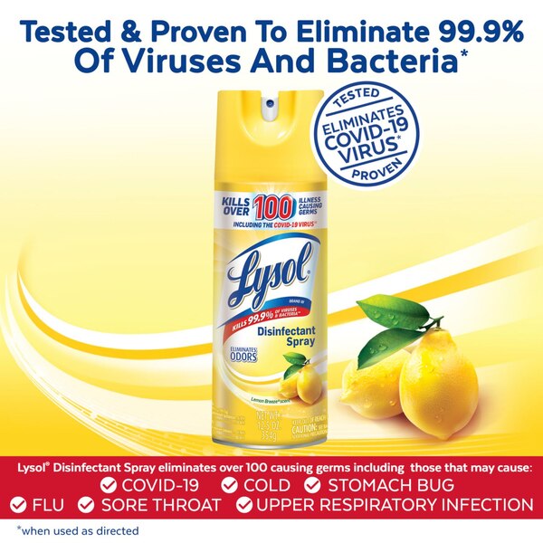Lysol Disinfectant Spray, Lemon Breeze, 12.5 oz