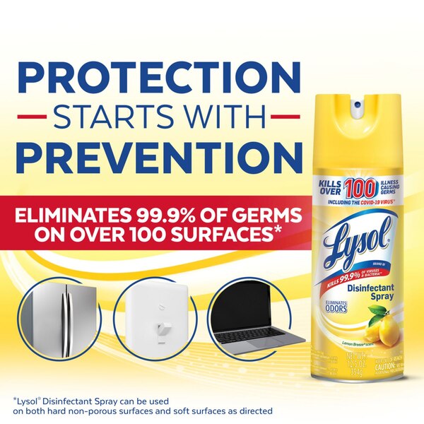Lysol Disinfectant Spray, Lemon Breeze, 12.5 oz