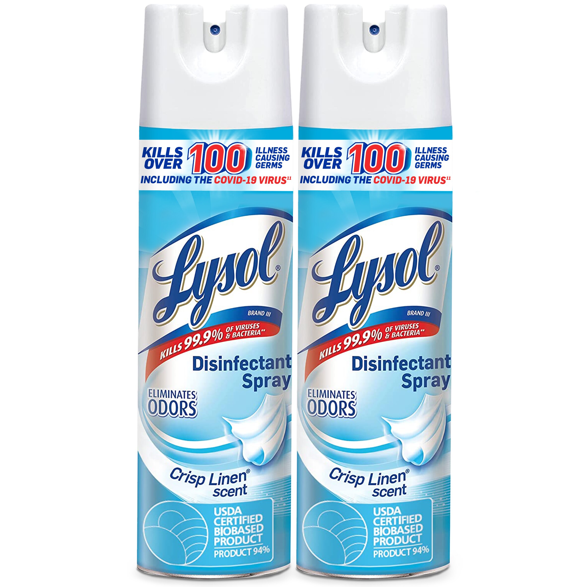 Lysol - Desinfectante en spray, paquete económico, fragancia Crisp Linen, 2-19 oz