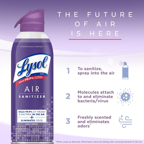 Lysol AIR Sanitizer, Light Breeze, 10 oz